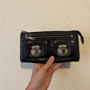 Marc Jacobs Black Leather Wallet with Buckle Accents